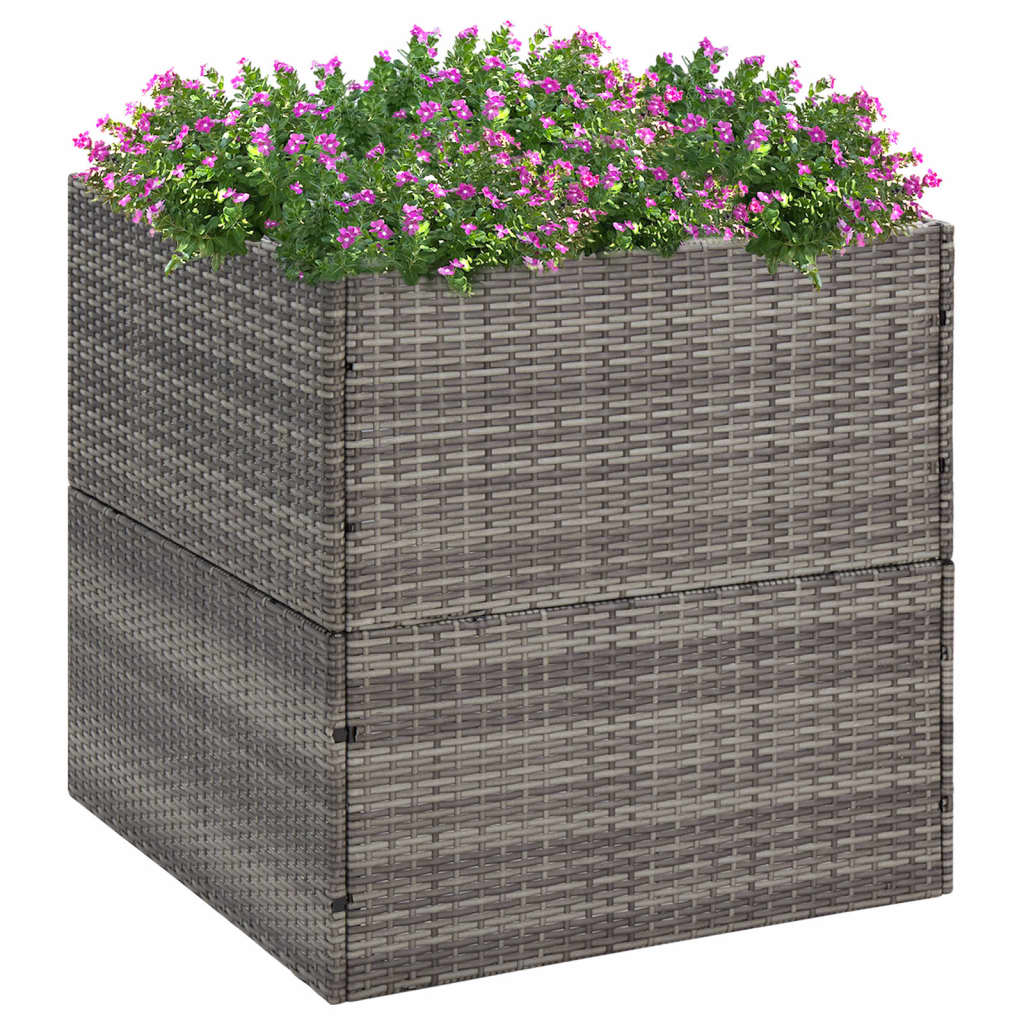 VIDAXL - Pflanzkasten 80x80x80 cm Polyrattan Grau
