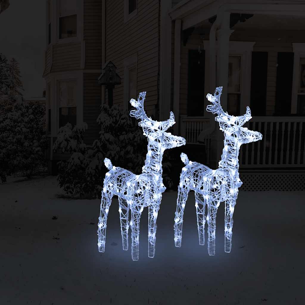 VidaXL Weihnachtsrentier, 2 Stück, 80 LEDs, Acryl, kaltweiß