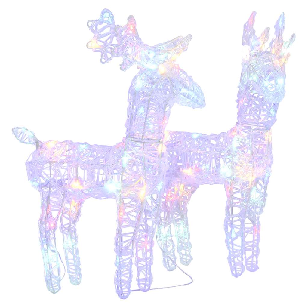 VidaXL Weihnachtsrentier, 2 Stück, 80 LEDs, Acryl, mehrfarbig