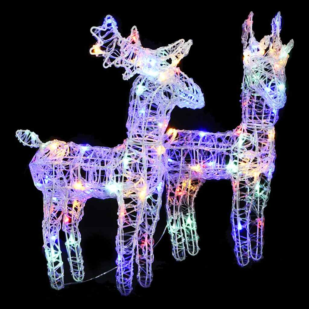 VidaXL Weihnachtsrentier, 2 Stück, 80 LEDs, Acryl, mehrfarbig