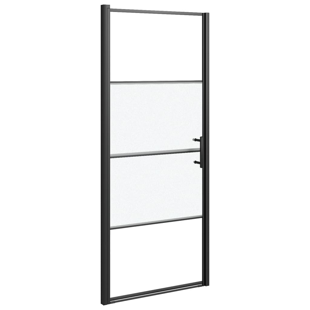 VIDAXL Duschmatte 91 x 195 cm, gehärtetes Glas, schwarz