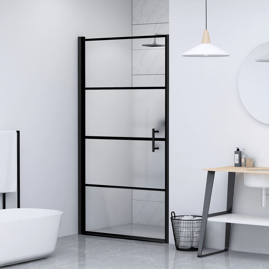 VIDAXL Duschmatte 91 x 195 cm, gehärtetes Glas, schwarz