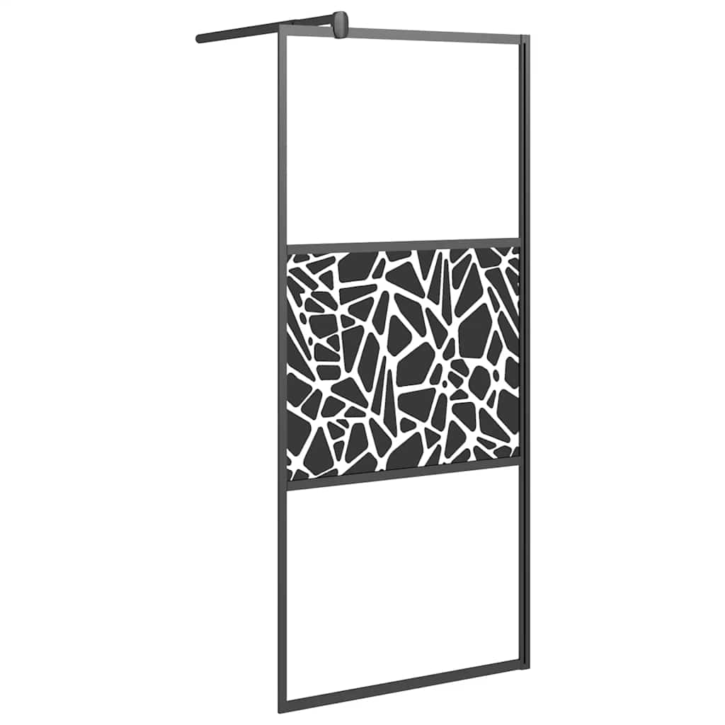 VidaXL begehete Duschwand mit Steinmotiv 80x195 cm ESG Schwarzglas
