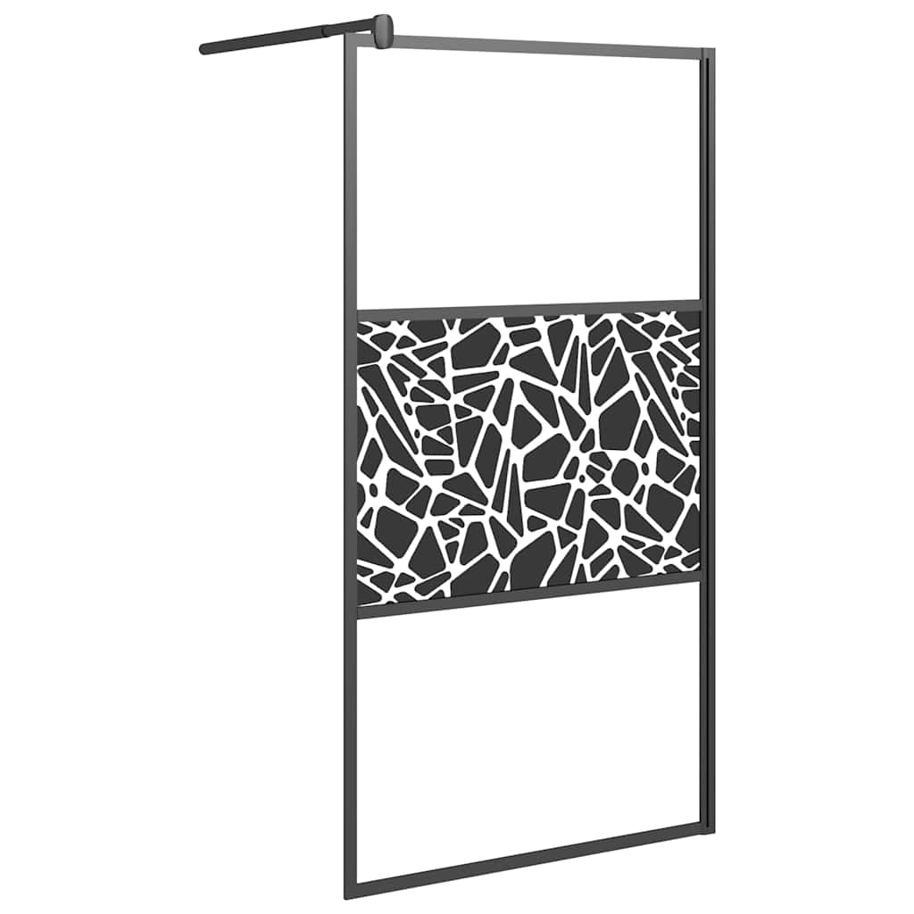 Vidaxl begehete Duschwand mit Steinmotiv 100x195 cm ESG Schwarzglas