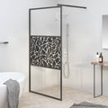 Vidaxl begehete Duschwand mit Steinmotiv 100x195 cm ESG Schwarzglas