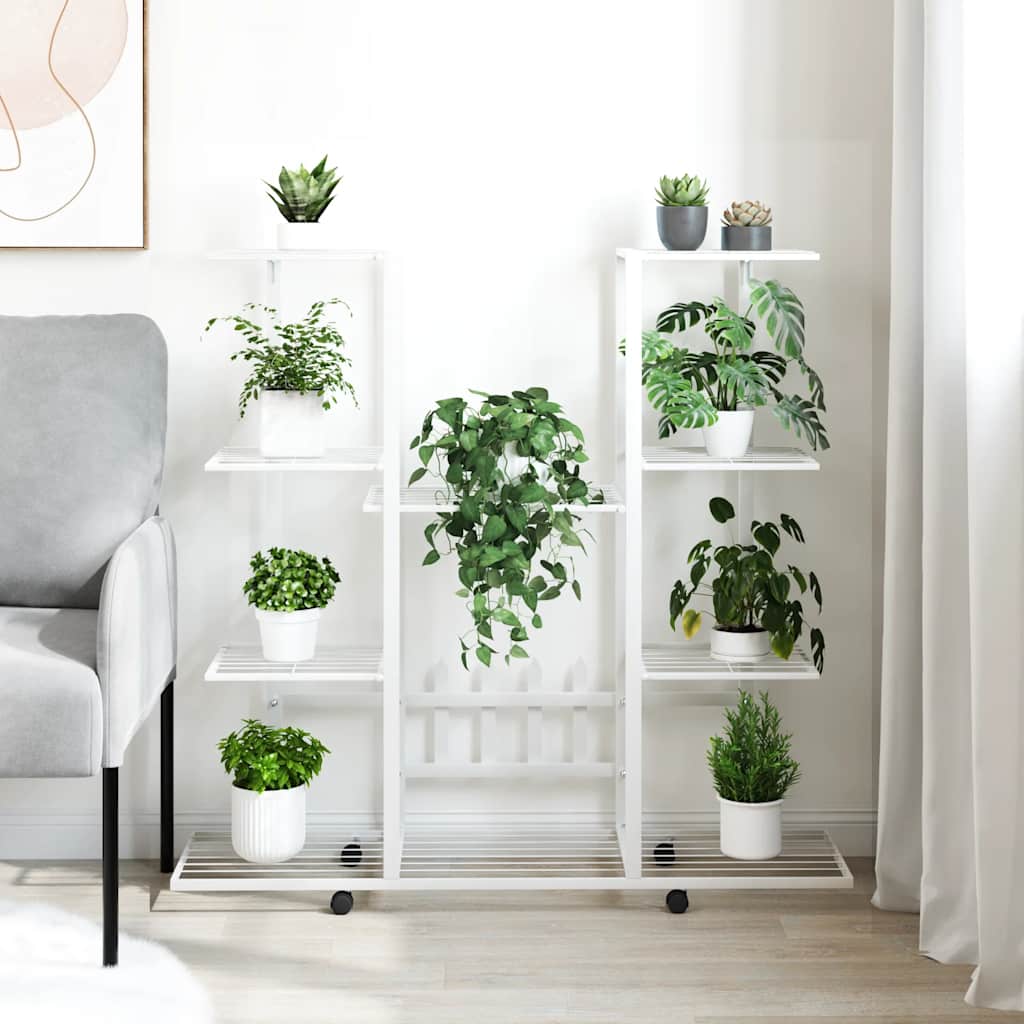 VidaXL Blumenständer mit Rollen, 94,5 x 24,5 x 91,5 cm, Eisen, Weiß