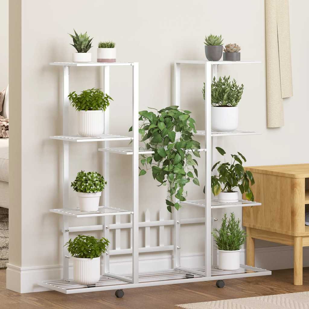 VidaXL Blumenständer mit Rollen, 94,5 x 24,5 x 91,5 cm, Eisen, Weiß