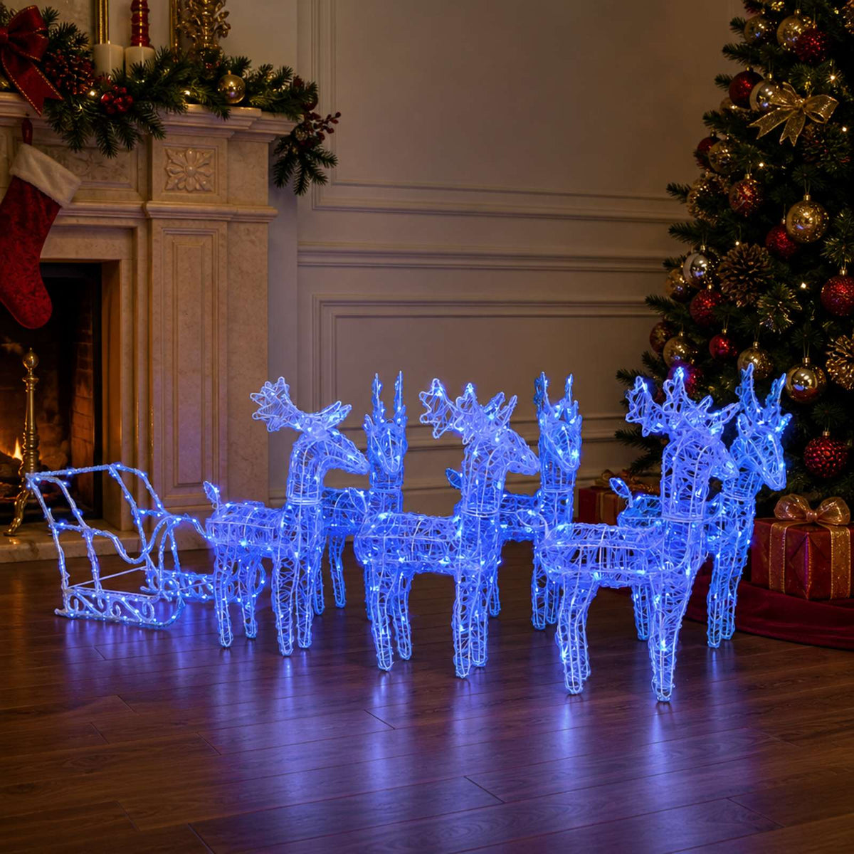 Vidaxl kerstversiering rendieren en slee 320 led's acryl