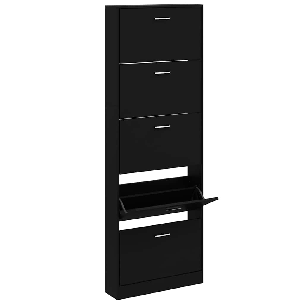 Vidaxl schoenenkast 59x17x169 cm bewerkt hout zwart