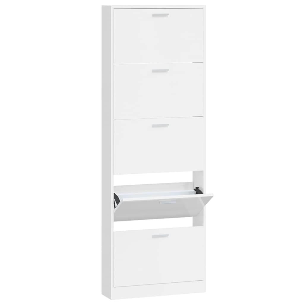 Vidaxl schoenenkast 59x17x169 cm bewerkt hout hoogglans wit