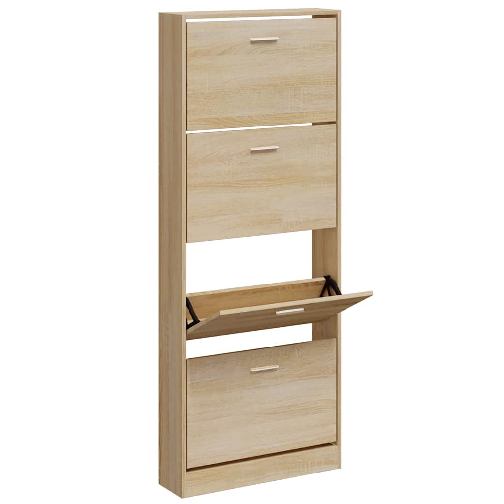 Vidaxl schoenenkast 59x17x150 cm bewerkt hout eikenkleurig