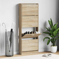 Vidaxl schoenenkast 59x17x150 cm bewerkt hout eikenkleurig