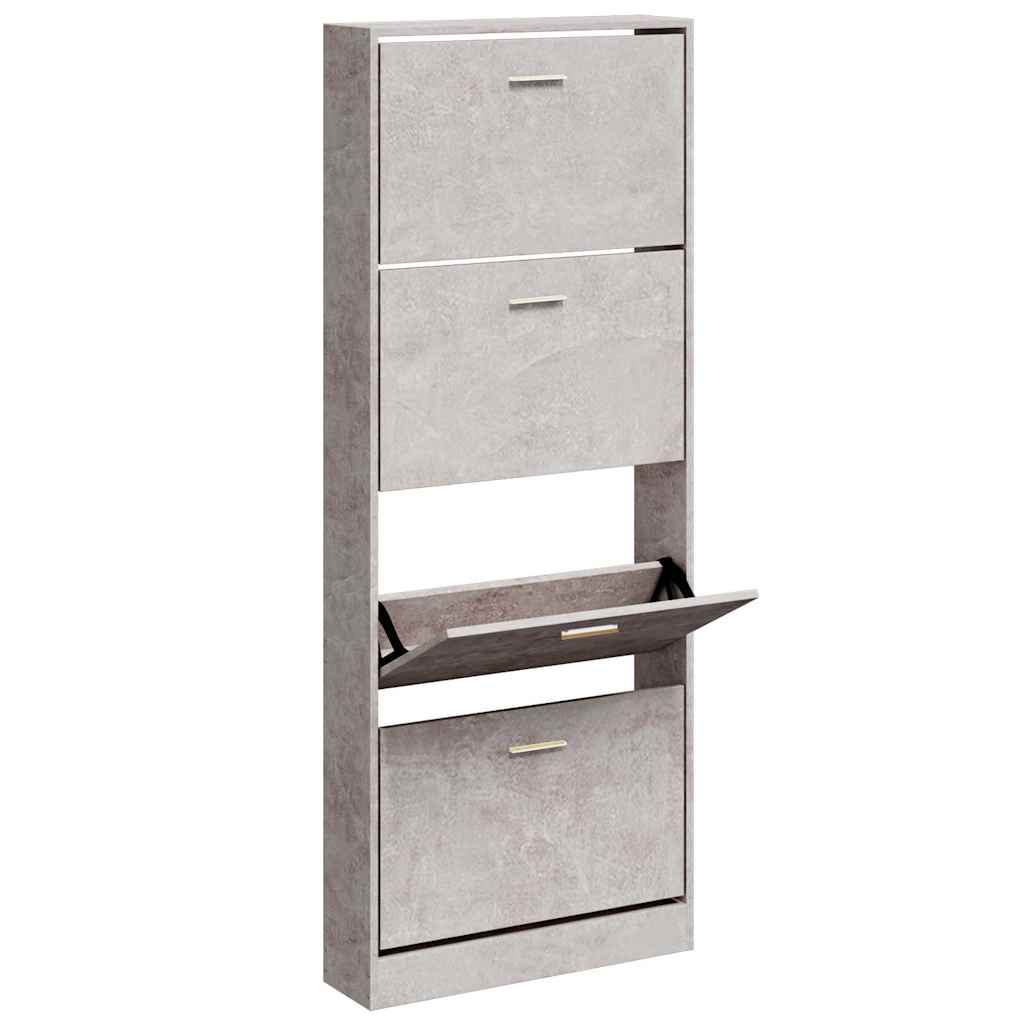Vidaxl schoenenkast 59x17x150 cm bewerkt hout betongrijs