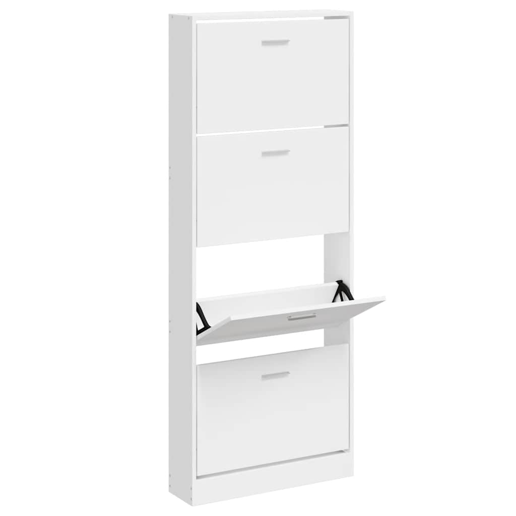 Vidaxl schoenenkast 59x17x150 cm bewerkt hout hoogglans wit