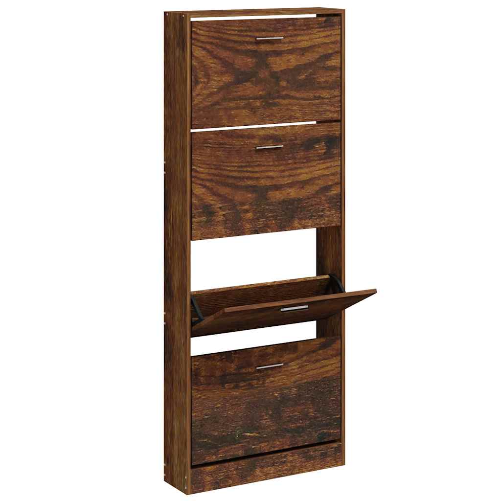 Vidaxl schoenenkast 59x17x150 cm bewerkt hout gerookt eikenkleurig