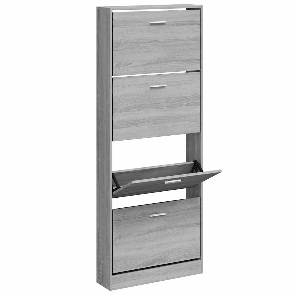VIDAXL -Schuhschrank 59x17x150 cm sauber geschnittenes Holzgrau Sonoma
