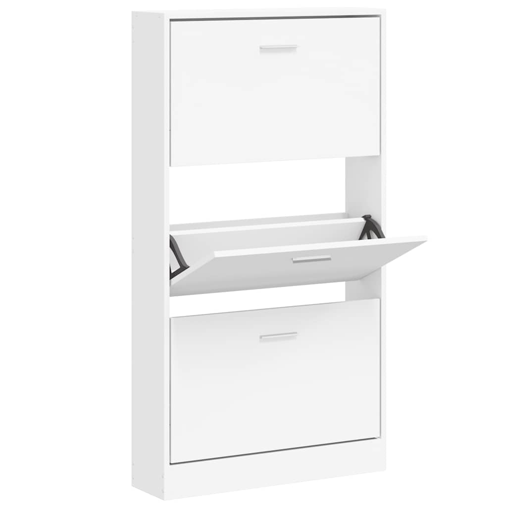 VidaXL Schuhschrank 59x17x108 cm verarbeitetes Holz weiß