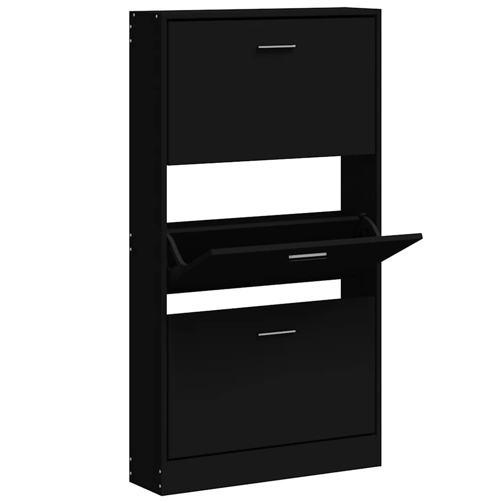 Vidaxl schoenenkast 59x17x108 cm bewerkt hout zwart