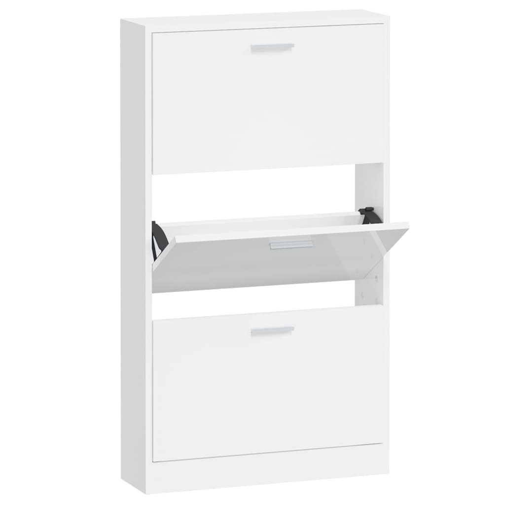 VIDAXL -Schuhschrank 59x17x108 cm ordentliches Holz Hochglanz weiß