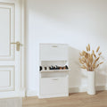 VIDAXL -Schuhschrank 59x17x108 cm ordentliches Holz Hochglanz weiß