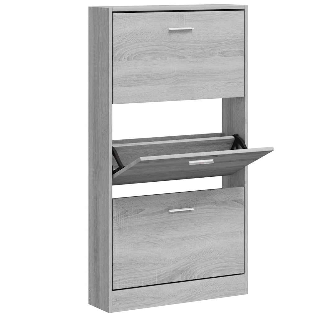 Vidaxl schoenenkast 59x17x108 cm bewerkt hout grijs sonoma