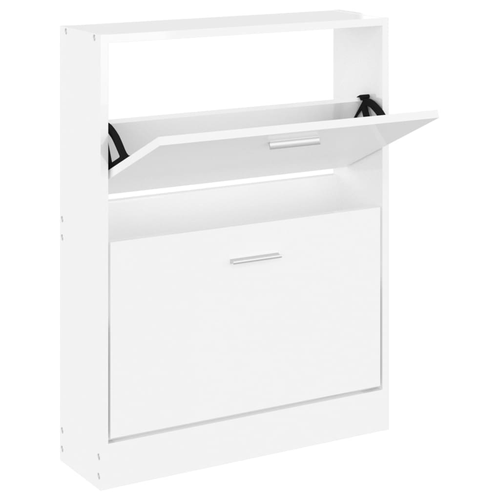 VidaXL Schuhschrank 59x17x81 cm verarbeitetes Holz Hochglanz weiß