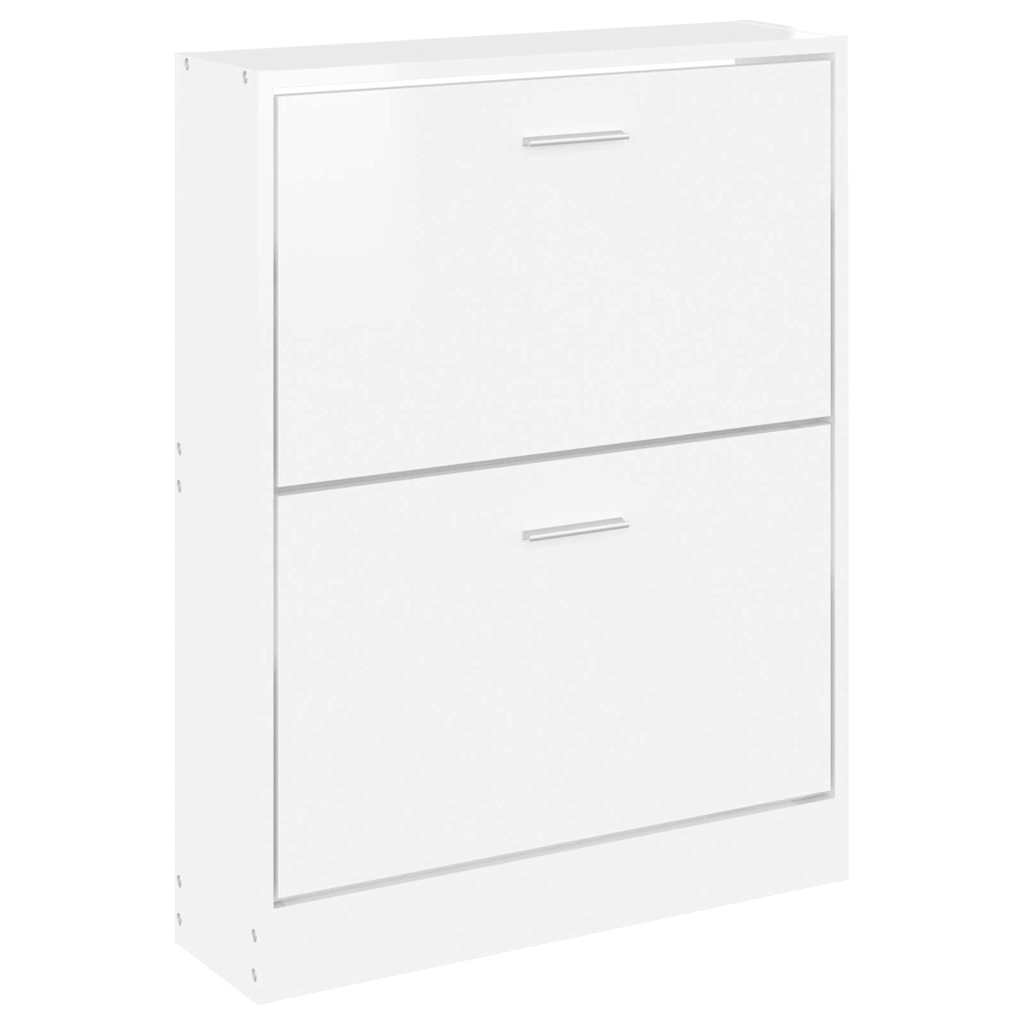 VidaXL Schuhschrank 59x17x81 cm verarbeitetes Holz Hochglanz weiß