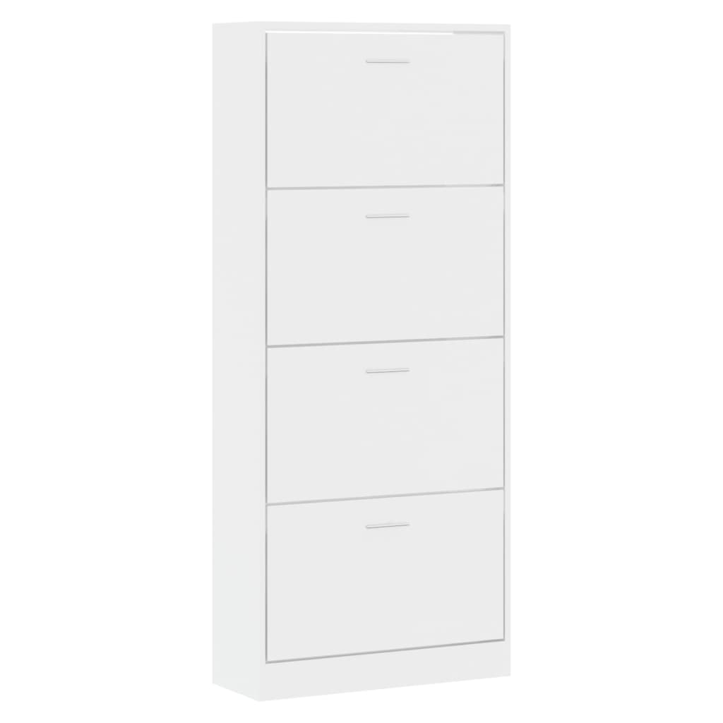 VIDAXL -Schuhschrank 63x24x147 cm ordentliches Holz Hochglanz weiß