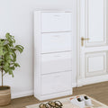 VIDAXL -Schuhschrank 63x24x147 cm ordentliches Holz Hochglanz weiß