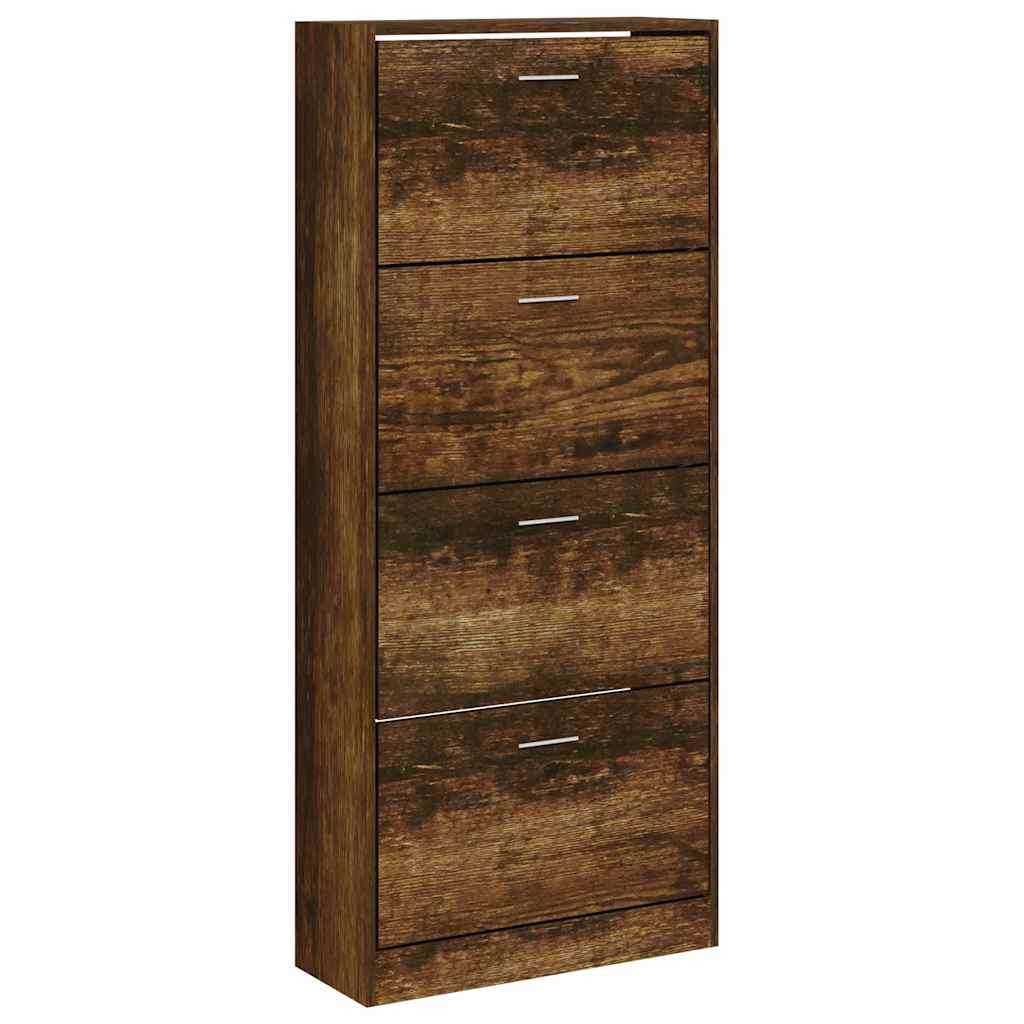Vidaxl schoenenkast 63x24x147 cm bewerkt hout gerookt eikenkleurig