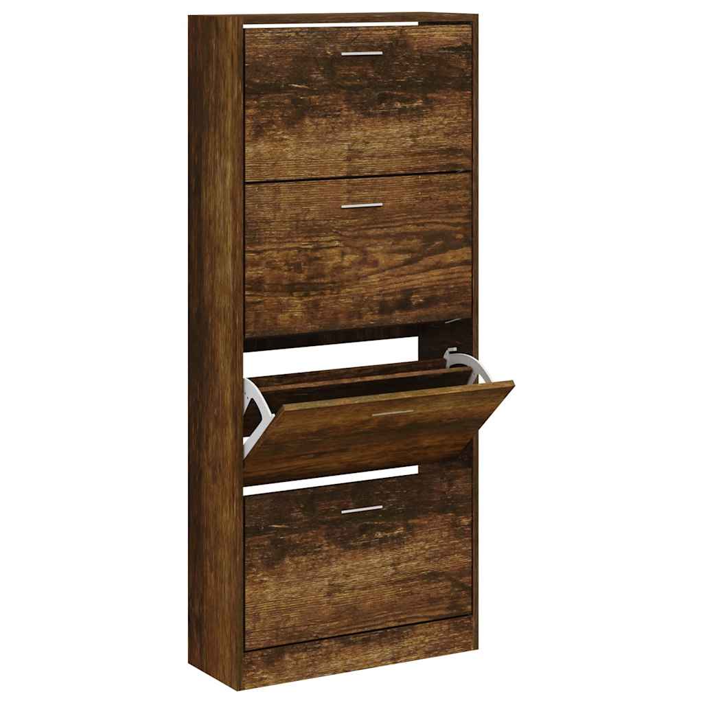 Vidaxl schoenenkast 63x24x147 cm bewerkt hout gerookt eikenkleurig