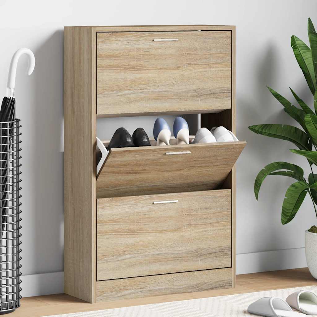 VIDAXL -Schuhschrank 63x24x103 cm aus Holz Sonoma Eiche gefärbt