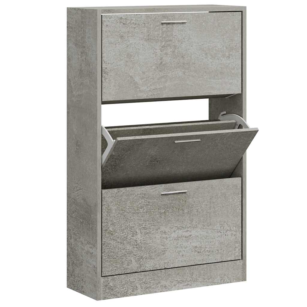 Vidaxl schoenenkast 63x24x103 cm bewerkt hout betongrijs
