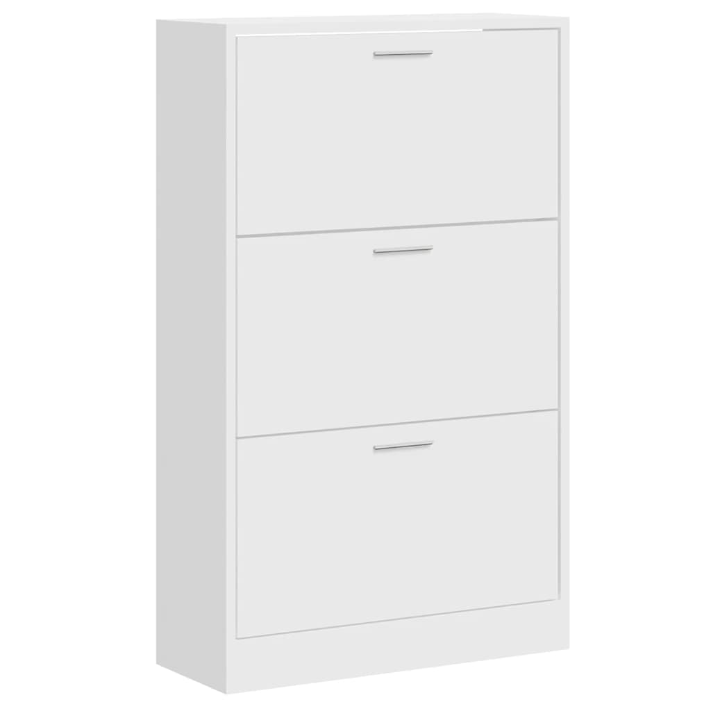VidaXL Schuhschrank 63x24x103 cm verarbeitetes Holz Hochglanz weiß