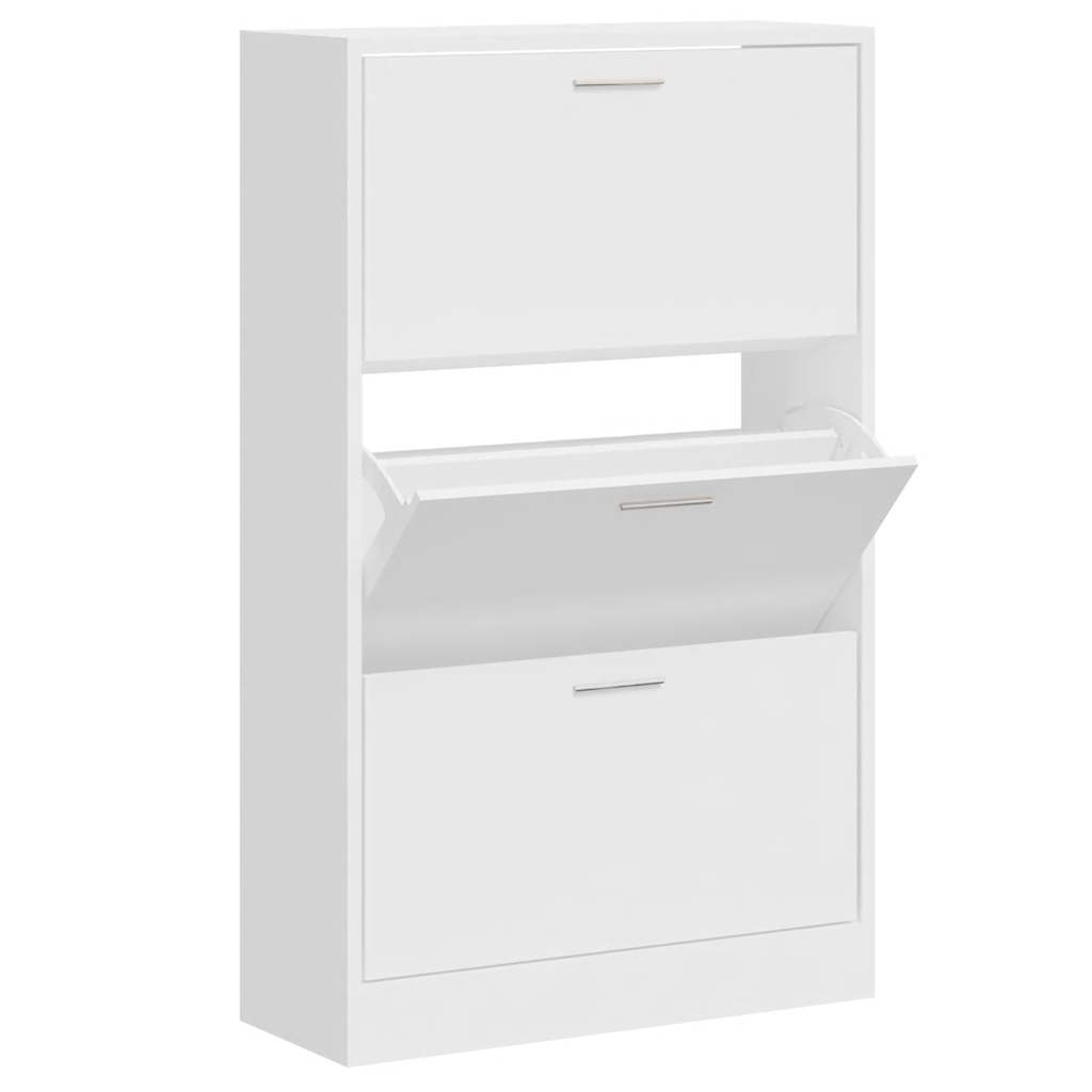 VidaXL Schuhschrank 63x24x103 cm verarbeitetes Holz Hochglanz weiß