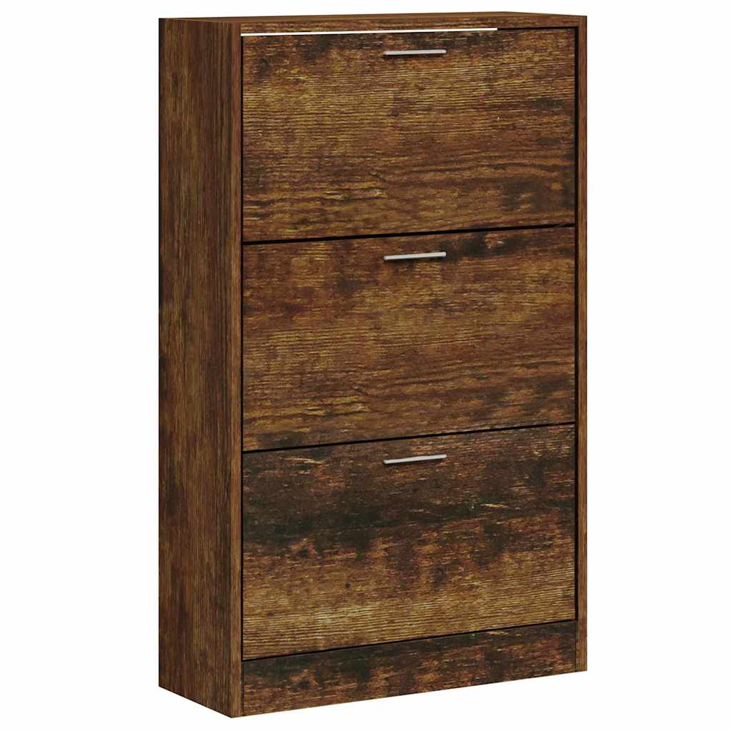 Vidaxl schoenenkast 63x24x103 cm bewerkt hout gerookt eikenkleurig