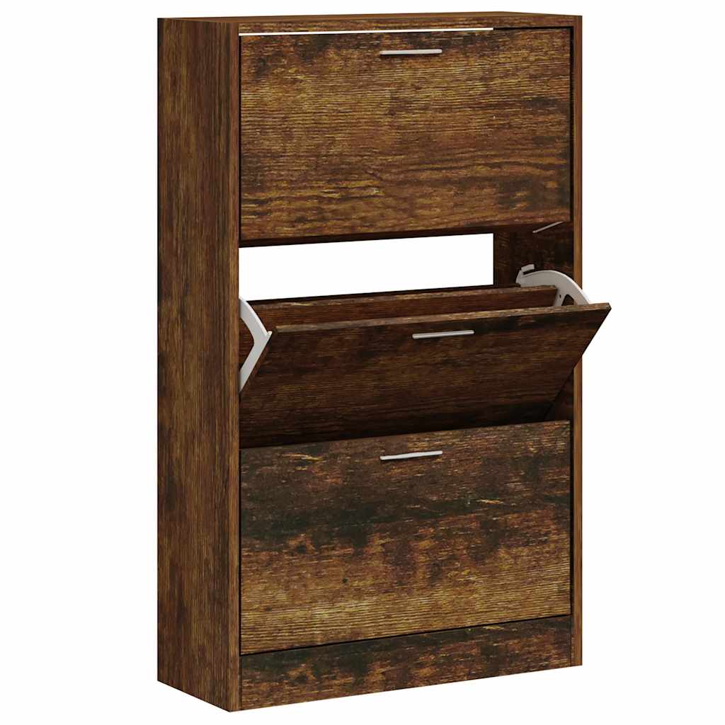 Vidaxl schoenenkast 63x24x103 cm bewerkt hout gerookt eikenkleurig