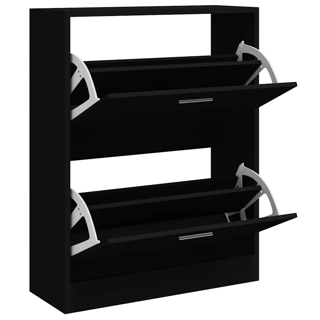 Vidaxl schoenenkast 63x24x81 cm bewerkt hout zwart