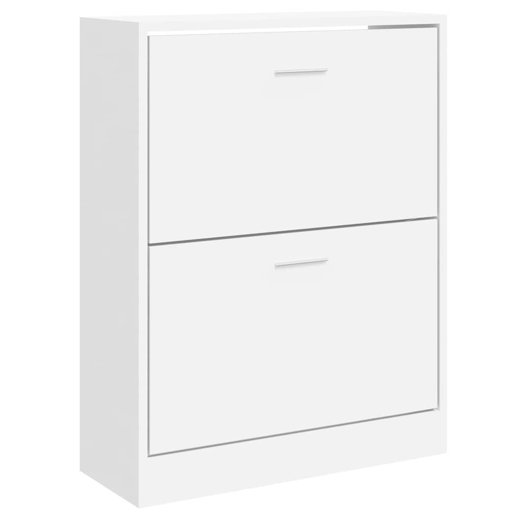 VidaXL Schuhschrank 63x24x81 cm verarbeitetes Holz Hochglanz weiß