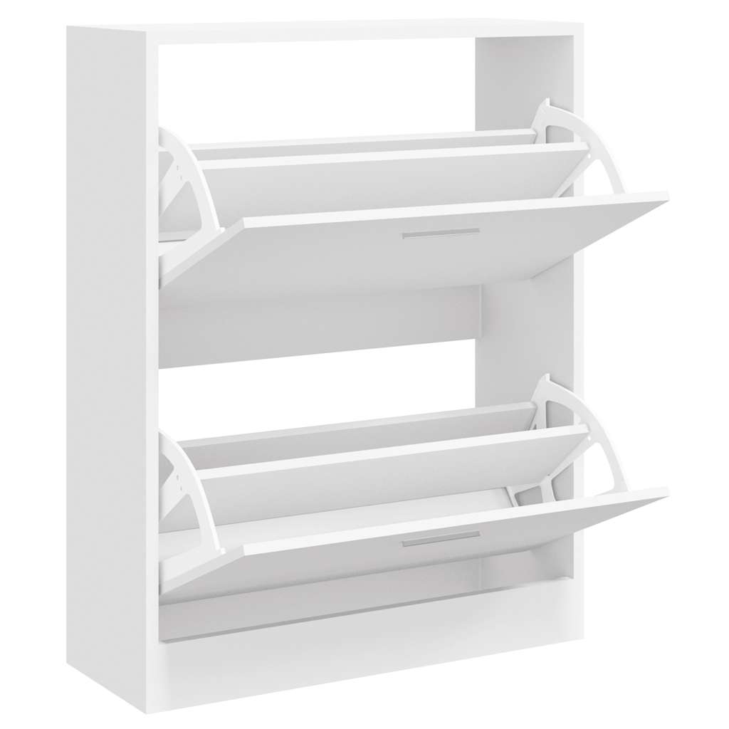 Vidaxl schoenenkast 63x24x81 cm bewerkt hout hoogglans wit