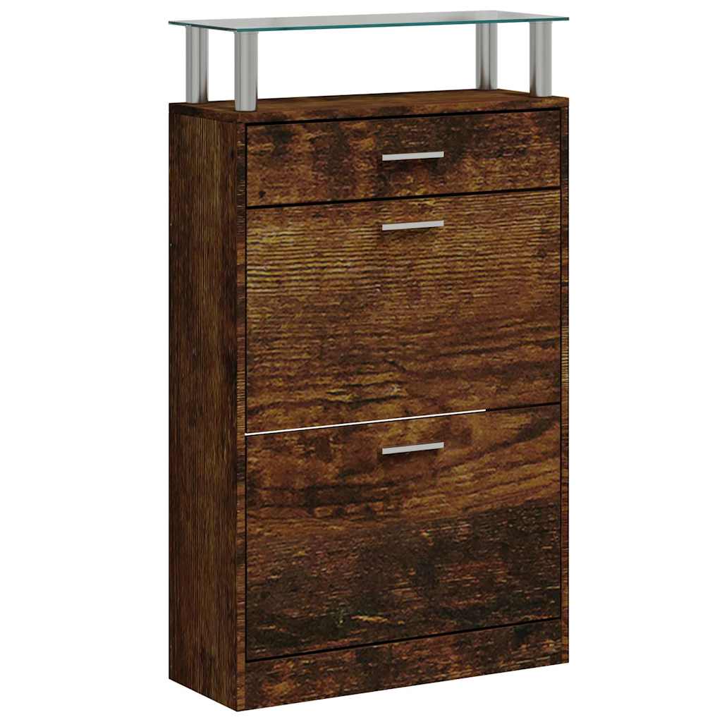 Vidaxl schoenenkast 63x24x104 cm bewerkt hout gerookt eikenkleurig