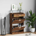 Vidaxl schoenenkast 63x24x104 cm bewerkt hout gerookt eikenkleurig