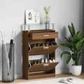 Vidaxl schoenenkast 63x24x104 cm bewerkt hout bruin eikenkleur