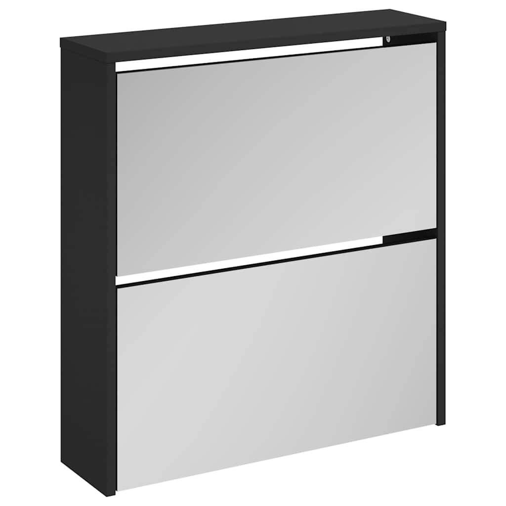 Vidaxl schoenenkast met spiegel 2-laags 63x17x67 cm zwart