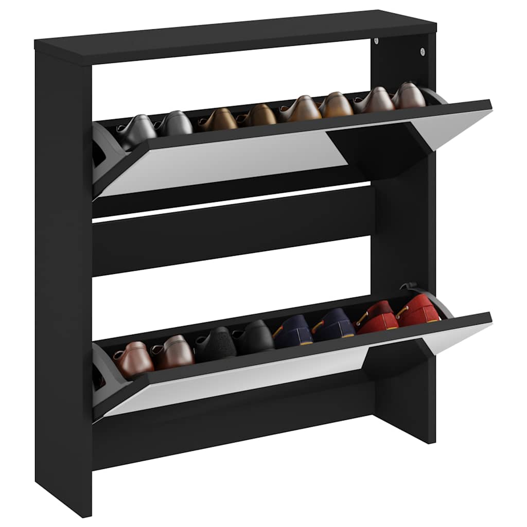 Vidaxl schoenenkast met spiegel 2-laags 63x17x67 cm zwart