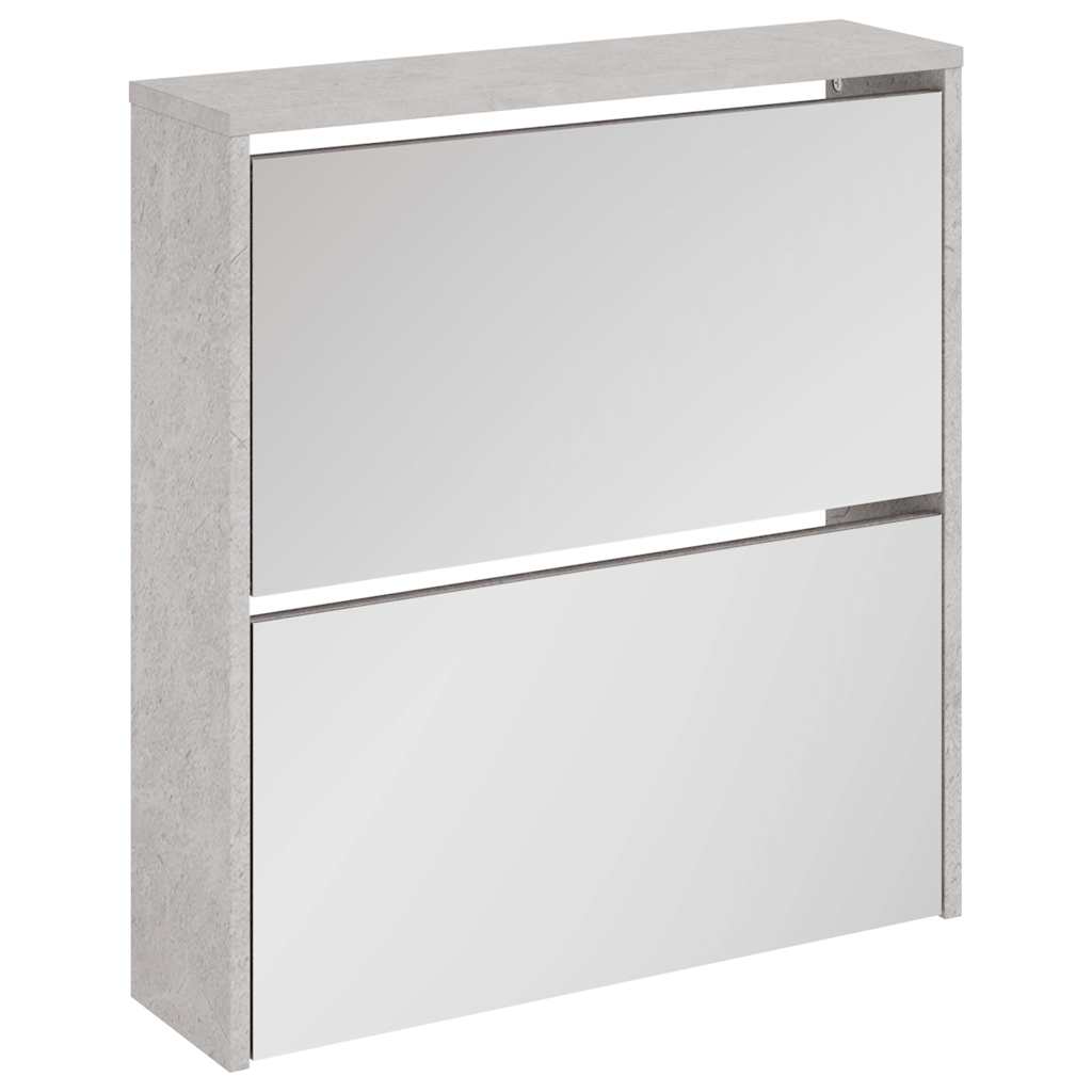 Vidaxl schoenenkast met spiegel 2-laags 63x17x67 cm betongrijs