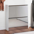 Vidaxl schoenenkast met spiegel 2-laags 63x17x67 cm hoogglans wit