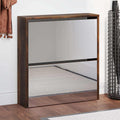 Vidaxl schoenenkast met spiegel 2-laags 63x17x67 cm gerookt eiken