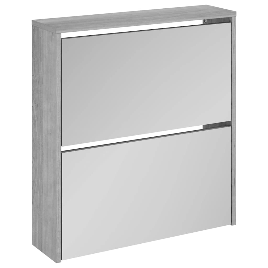Vidaxl-Schuhschrank mit Spiegel 2-Schicht 63x17x67 cm grau Sonoma