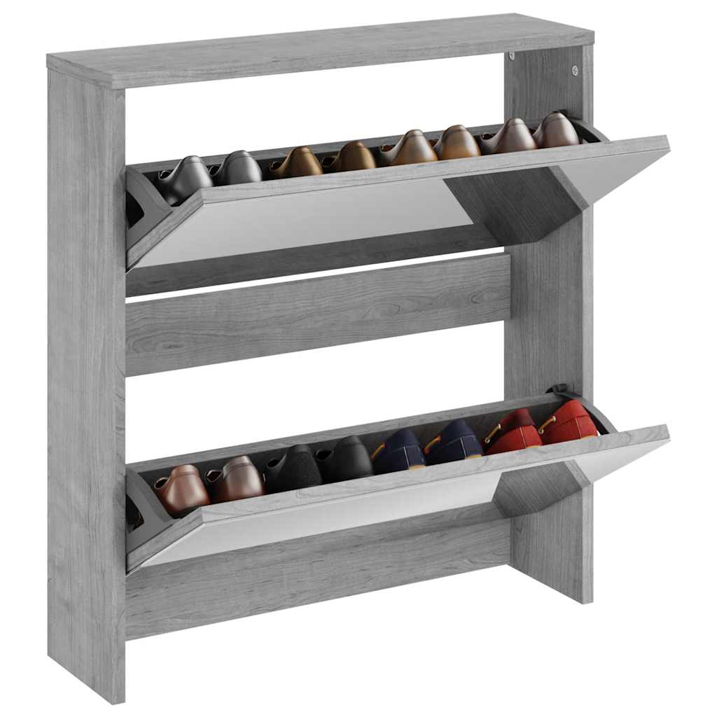 Vidaxl-Schuhschrank mit Spiegel 2-Schicht 63x17x67 cm grau Sonoma